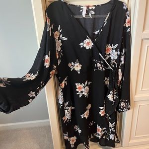 Xhilaration black floral dress, size XXL